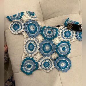 Handcrafted Blue and White Crochet top